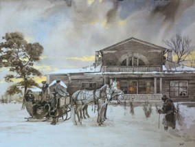 Ильдар Сафин  "Паново". Акварель с выставки «Лев Толстой. Казанская хронология»