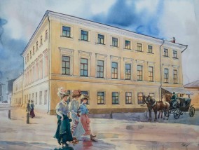 Ильдар Сафин  "Дом Киселевского". Акварель с выставки «Лев Толстой. Казанская хронология»