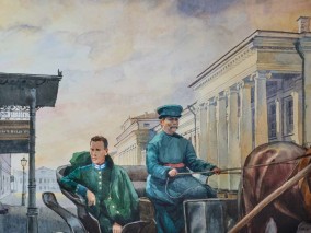 Ильдар Сафин  "Уж таки поступил в Университет". Акварель с выставки «Лев Толстой. Казанская хронология»