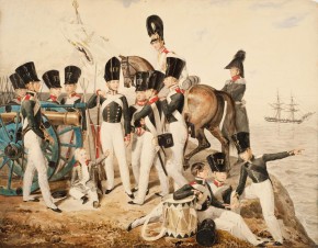 Наследник цесаревич Александр Николаевич с кадетами на берегу Финского залива в Петергофе