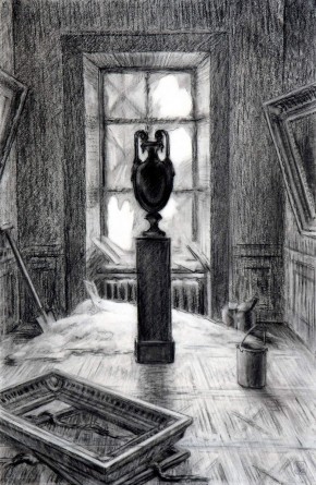 Черная ваза и упавшие рамы