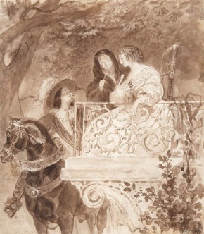 Две дамы на балконе и всадник