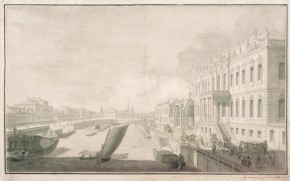 Вид вверх по реке Мойке от Крюкова канала и дворца графа П. И. Шувалова