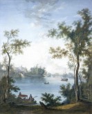 Гатчина. Вид на Гатчинский дворец с берега Серебряного озера