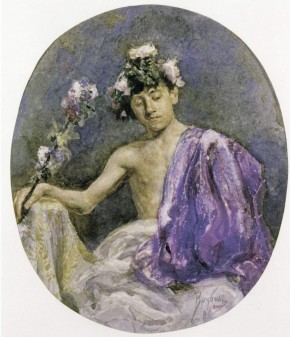 Натурщик в венке, с тирсом (Вакх)