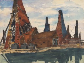 Баку. Старые нефтяные вышки Биби-Эйбат