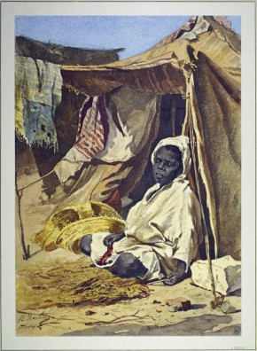 Негритенок, сидящий у входа в шатер. Танжер