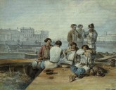 На барке. Обед грузчиков