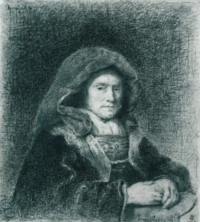 Портрет старушки с очками в руках