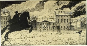 «И озарен луною бледной, простерши руку в вышине, за ним несется Всадник Медный на звонко-скачущем коне»