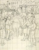 Городовой среди толпы. Набросок иллюстрации к рассказу А. П. Чехова «Хамелеон»