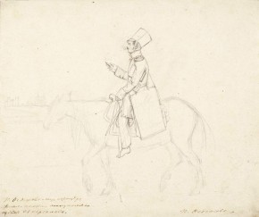 П. А. Федотов, отправляющийся верхом в Парголово на этюды