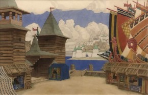 Пристань. Эскиз декорации к опере Н.А.Римского-Корсакова «Садко»