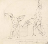 Малярное искусство (Солдаты лейб-гвардии Павловского полка помпонами киверов красят стены казармы)