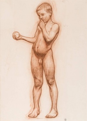 Мальчик-натурщик c шаром в руке