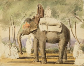 Индийцы на слоне в Шазадпоре