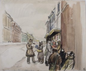 У газетного киоска. Весна 1942 года