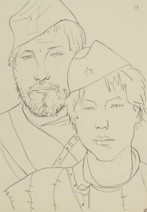 Рисунок к литографии «Партизанские разведчики»