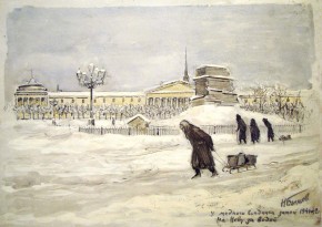 У Медного всадника зимой. На Неву за водой