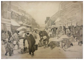 За водой. Улица Рубинштейна. Зима