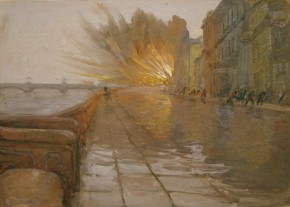 Фугасная бомба на набережной 9-го января. Ленинград