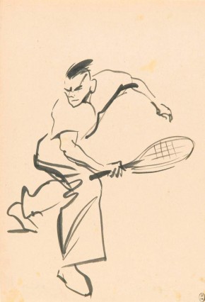 С теннисной ракеткой