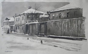 Дом с забором в городе С. Иллюстрация к рассказу А. П. Чехова «Дама с собачкой»