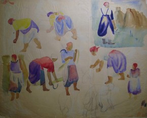 Наброски женских фигур к картине «Жница»