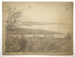 Село Михайловское, река Сороть и озеро Kучане с площадки дома Пушкина