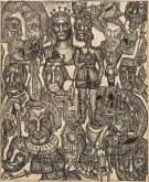 Композиция с головами и замком