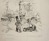 Эскиз к гравюре «На работу в 1941-1942 году»