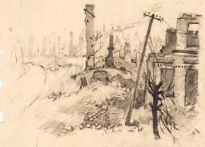 Главная улица в Митаве (Елгаве). Разрушенный врагом город