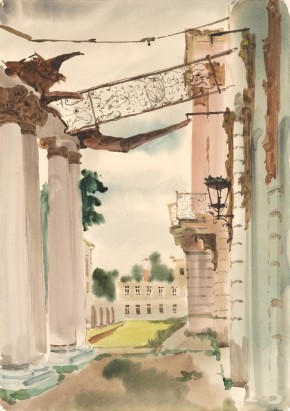 Разрушенный балкон дворца в Пушкине