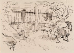 Мальчик и бабушка в саду (Удельная)