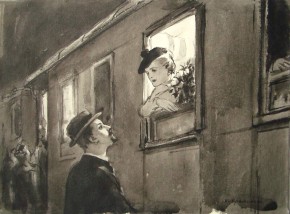 Гуров провожает Анну Сергеевну. Иллюстрация к рассказу А. П. Чехова «Дама с собачкой»