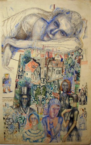 Композиция с женской головой