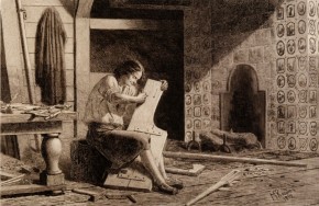 Петр Великий в своей комнате в Саардаме обделывает руль