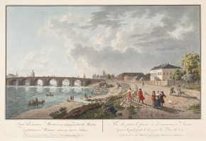 Вид Каменного моста и его окружностей в Москве с деревянного мостика у Водовзводной Башни