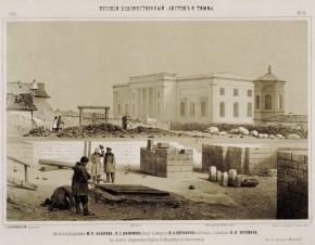 Могила адмирала М. П. Лазарева, П. С. Нахимова, В. А. Корнилова и В. И. Истомина в склепе, сооруженном в церкви св. Владимира в Севастополе