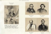 Три изображения: 1. М. В. Ломоносов. 2. А. В. Кольцов и Ф. Н. Слепушкин. 3. Т. Г. Шевченко и И. С. Никитин