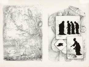 2 изображения: 1. Силуэты китайцев. 2. Жизнь птиц