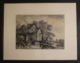 Пейзаж с хижиной и мостиком