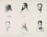 Портрет А. Н. Бенуа. 1924. Портреты М. Сергеева, И. Орбели, Б. Фармаковского, П. Нерадовского, С. Эрнста. 1926