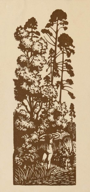 Купальщица, с высокими соснами