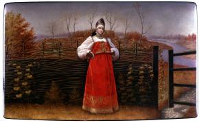 Шкатулка "Боярышня у плетня"