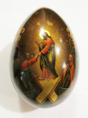 Яйцо пасхальное с изображением Сошествия во Ад и соборов Московского Кремля