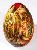 Яйцо пасхальное с изображением храма Восресения Христа в Москве и сцены Сошествия в ад