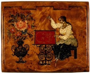 Портсигар "Вышивальщица над портретом В. И. Ленина“