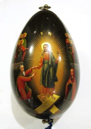 Яйцо пасхальное с изображениями сцены Сошествия в ад и княгини Ольги