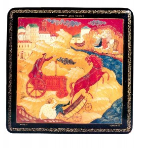 Шкатулка „Встреча двух коней“